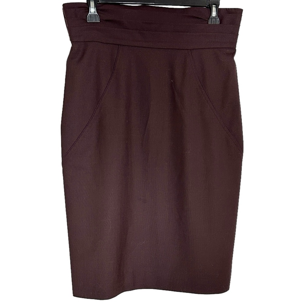 Zac Posen Purple Tiered Tux Waist Wool Silk Skirt SZ 12